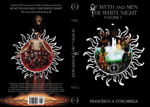 Variant Cover for Of Myth and Men The White Night Vol. I (Book I) – the modern day epic fantasy (available in select bookstores) is a must read fantasy novel that explores dark fantasy, urban fantasy, vampire fiction fantasy, mythology, action, adventure, heroism, magic, sword and sorcery, as well as the struggle between good and evil all within an alternative history unlike any other. The relatable yet complex and flawed characters embark upon a secret and dangerous quest to eradicate the living dead – vampires – to restore peace between Mortals and all mythological creatures. The young adult fiction origin story is rich in descriptive detail that includes immersive intricate worldbuilding along with exploring themes of power, politics, and betrayal, as well as friendship, loyalty and coming of age. Readers agree – this new fiction is at minimum a cool fantasy book, if not one of the best fantasy reads and top fantasy novels available today. Of Myth and Men The White Night is an epic story set to be a great fantasy series and that must be a movie.